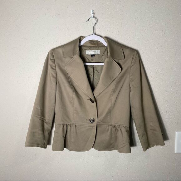 Tahari Arthur S. Levine Beige Peplum Career Blazer Coat Women's Size 6 - Picture 15 of 16